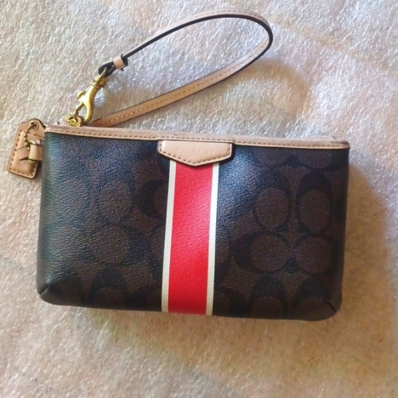 Coach Handbags - COACH Signature Stripe Small Wristlet